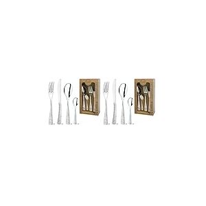 Amefa 241300AF01C40 Ethnic Couverts de table/coffret 6 personnes Acier Inoxydable/Couvert Monobloc Finition Brillante 13,7 x 7 x 26,5 cm (Lot de 2)