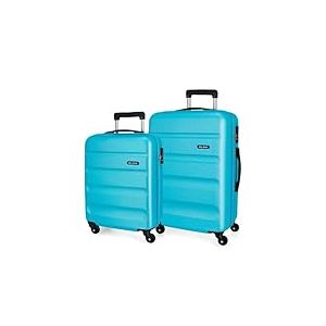 Roll Road Flex Ensemble de valises Bleu 55/65 cm Rigide ABS Fermeture &agrave; Combinaison lat&eacute;rale 91L 5,58 kg 4 Roues Bagages Main, Taille Unique, Lot de valises, Taglia Unica, Set de valises
