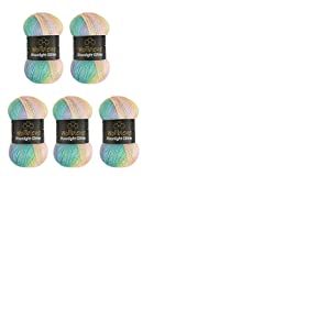Moonlight Glitter Batik Simli Lot de 5 pelotes de laine à tricoter 100 g (500 g) - Pour tricot et crochet - 20% laine métallisée - Laine turque en dégradé de couleurs - Laine à paillettes (2900 vert,