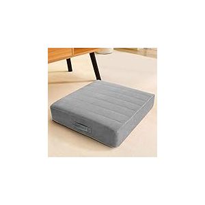 MeMoreCool Grand coussin de sol carr&eacute; pour adultes et enfants, grand coussin de m&eacute;ditation avec mousse &eacute;paisse et housse touffet&eacute;e douce, lavable, grand coussin de sol pour assise et yoga, 61 cm, gris