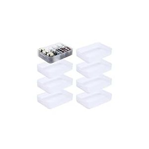 SUNDIS Pure Box, lot de 8 petites boîtes de rangement en plastique transparent, format A5, idéales pour petits objets, accessoires, loisirs créatifs et petites fournitures