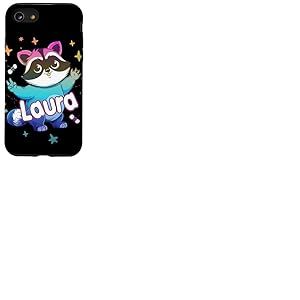 LAURA - Joli prénom de fille avec un cool raton laveur Coque pour iPhone SE (2020) / 7 / 8