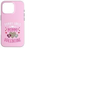 Sorry Girls Mommy is My Valentine C&oelig;urs l&eacute;opard et Plaid Coque pour iPhone 16 Pro