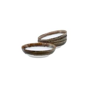 CreaTable, 21691, Série Cascade Bowls Marron, Ensemble de vaisselle de 4 pièces, Service de Poke Bowl en grès.
