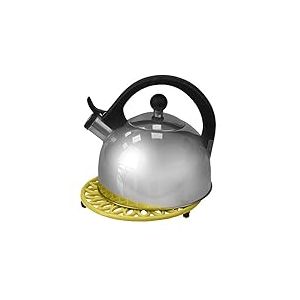 Home Basics TR45802 Dessous de plat en fonte résistant à la chaleur pour servir des plats chauds, casseroles, casseroles et théières sur plan de travail de cuisine Jaune