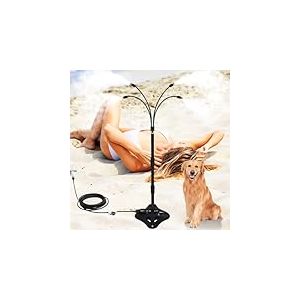 UR Forest Système de refroidissement brumisateur sur pied de 8 m + 4 buses de brumisation en laiton, 2 options de hauteur, tuyau brumisateur pour terrasse extérieure, refroidissement des animaux