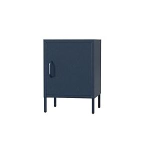 Jan Nowak Table de Chevet Industrielle en M&eacute;tal - MIA | Table de Nuit 1 Porte en M&eacute;tal | Meuble Chambre Ado, Chambre &agrave; Coucher | Chevet de Lit | 42,4 x 59,5 x 40 cm | Bleu Fonc&eacute;