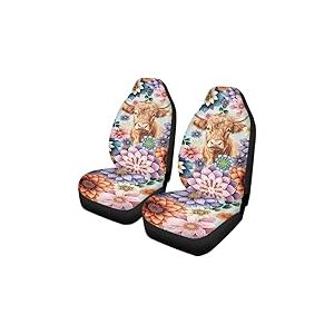 TOADDMOS Housse de siège de Voiture antidérapante pour sièges Avant Uniquement, Motif Mandala bohémien, Vache Highland, Confortable, Housse de Coussin pour décoration intérieure de Voiture