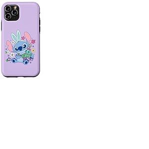 Coque pour iPhone 11 Pro Disney Lilo & Stitch Cute Easter Bunny Stitch and Scrump