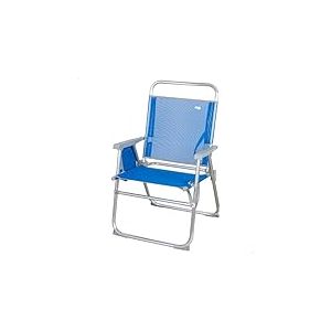 AKTIVE Beach- Chaise de Plage Pliante Fixe, avec Accoudoirs Ergonomiques, Protections Anti-Renversement et Poignée de Transport, PVC et Textilène, 48 X 50 X 88 cm, Bleu