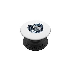 Tête de léopard des neiges, léopard blanc, amateur de léopard des neiges PopSockets PopGrip Adhésif