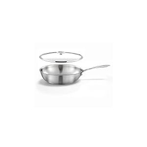 Cuisinox - Gourmet - Wok 28 cm inox - Triply - Compatible tous feux dont induction - Acier Inoxydable 18/10 - Finition Satinée - Poignée Fixe - Sans PFAS, PTFE, PFOA - Made in France