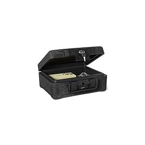 Amazon Basics Coffre-fort pour Documents Ignifuge et &Eacute;tanche avec Serrure &agrave; Cl&eacute;, Capacit&eacute; 6,2L, Certifi&eacute; UL 72 Classe 350, Noir
