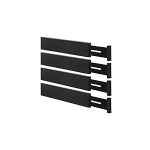 Ryqtop Lot de 4 s&eacute;parateurs de tiroir r&eacute;glables en bambou pour v&ecirc;tements, cuisine, commode, chambre, salle de bain et bureau, noir, 30,5 &agrave; 43,2 cm