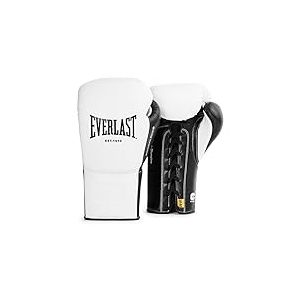 Everlast Powerlock OG Pro Fight Gants 16oz Blanc/Noir &agrave; Lacets, Sac & Comp&eacute;tition, Mousse Avanc&eacute;e, Prise Ergonomique - Everlast