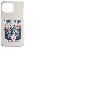 Drapeau Patriotique Grand Teton Park Bear Coque pour iPhone 16 Pro Max