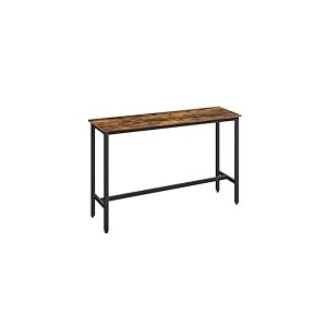 VASAGLE Table de Bar, Table Haute Fine, Table de Cuisine, Table de Salle à Manger, avec Cadre en Métal, 40 x 140 x 90 cm, Montage Facile, Style Industriel, Marron Rustique et Noir d'encre LBT140B01