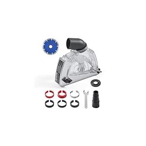 VEVOR Capot de Protection pour Meuleuse d'Angle 100-125 mm Capot Anti-poussière pour Meuleuse Angulaire, 6 Rondelles Serrage, Meule 125 mm, Adaptateur de Tuyau Aspirateur, Profondeur de Coupe Réglable