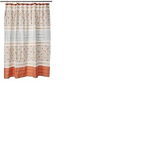 Madison Park Rideau de Douche Dawn en Coton pliss&eacute;, Motif Cachemire, Lavable en Machine, Style Shabby Chic, Moderne, d&eacute;coration de Salle de Bain, Pare-Vue, 183 x 183 cm, Corail