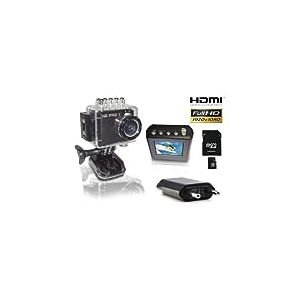 HDPRO 1 caméra embarquée 5 Mpx, 1,5", écran LCD, Full HD avec carte mémoire classe 10 SDHC 32 Go et 1 chargeur USB Noir