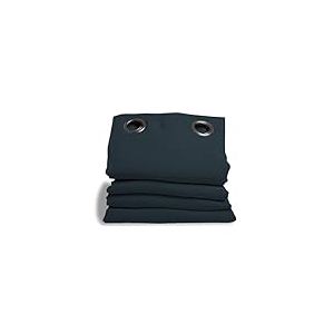 Moondream, Rideau Anti-Bruit 3-en-1, Isolation Phonique, Thermique Hiver & &Eacute;t&eacute;, 100% Occultant, Technologie Brevet&eacute;e, Fabriqu&eacute; en UE, Effet Coton, Oeillets, Bleu - Ardoise, 140 x 260 (LxH) cm