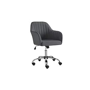 Yaheetech Chaise de Bureau Chaise d'Ordinateur Fauteuil Inclinable Rotative &agrave; 360&deg; en Velours avec Hauteur d'Assise R&eacute;glable pour la Maison/Le Bureau Gris