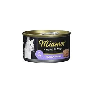 MIAMOR Filets Fins en gelée - Nourriture Humide pour Chats Adultes avec Morceaux de Filet en gelée - Complément Alimentaire Faible en Gras dans Une boîte sans additifs - 24 x 100 g de Thon et de