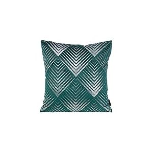 Eurofirany &Eacute;l&eacute;gantes Housses de Coussin d&eacute;coratives en Velours avec Impression - 45 x 45 cm - en Velours Doux - Motif g&eacute;om&eacute;trique 2 - Turquoise fonc&eacute;
