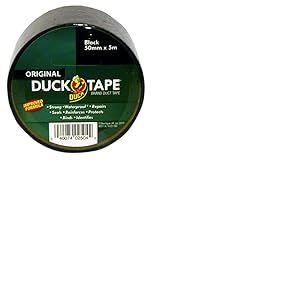 Duck Tape Original Ruban adhésif imperméable à haute résistance pour réparation de tissu, formule améliorée, noir, 50 mm x 5 m