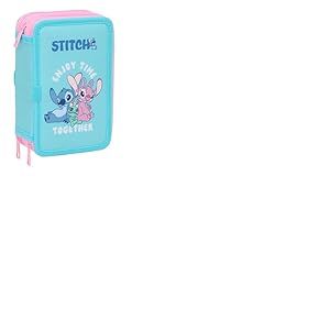Stitch - Trousse Scolaire avec 37 Outils Inclus, Trousse pour Enfant, id&eacute;ale pour Les Enfants de 5 &agrave; 14 Ans, Confortable et Polyvalente, qualit&eacute; et r&eacute;sistance, 12,5 x 5,5 x 19,5 cm