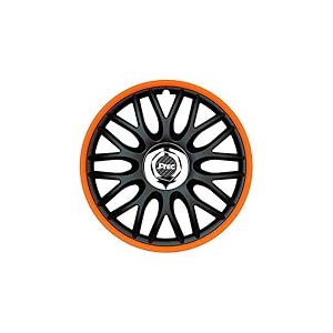 Jeu d'enjoliveurs J-Tec Orden R 13-inch noir/orange + anneau chrom&eacute;