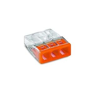 WAGO Lot de 100 mini bornes de connexion rapide S2273 Orange pour fils rigides 3 entrées