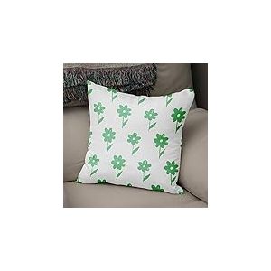 BonaMaison Housse de Coussin Motif, Vert pétrole et Blanc Taie d'oreiller pour Lit Voiture Canapé Maison Salon Chambre, Décoration D'intérieur, 43x43cm - Conçu et Fabriqué en Turquie