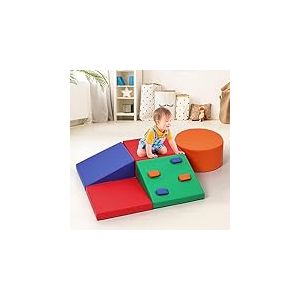 GarveeLife Lot de 5 Blocs de Construction g&eacute;ants en Mousse polyur&eacute;thane pour Enfants - pour Escalade, motricit&eacute; - Jouet Montessori - Coque imperm&eacute;able pour Les Tout-Petits &agrave; partir de 9 Mois - Rouge