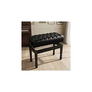 Clevich Tabouret de Piano Double R&eacute;glable Hauteur 50-58 cm, Banc de Piano avec Espace Rangement, Banquette Piano avec Coussin en Cuir PU, Pieds courb&eacute;s en Bois Massif, Charge maximale : 200 kg, Noir