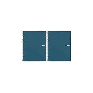 Miquelrius - Cahier A5, Notebook The Original Colors, 80 Feuilles de 90 g/m&sup2;, 1 Bande de Couleur, Petits Carreaux 5 mm, 2 Perforations, Couverture Rigide en Carton Plastifi&eacute;, Oc&eacute;an (Lot de 2)