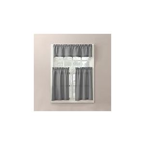 No. 918 Martine Cantonnière et cantonnière en Microfibre Semi-Transparente avec Passe-Tringle pour Cuisine, 137,2 x 91,4 cm, Gris