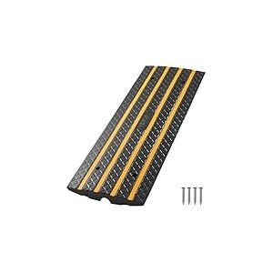 VEVOR Rampe de Trottoir, 65 mm, Rampe de Seuil d'Accès en Caoutchouc Antidérapante, Capacité de Charge 15 tonnes, avec Bandes Réfléchissantes Jaunes, pour Passage Quai de Chargement, Entrepôt, Garage