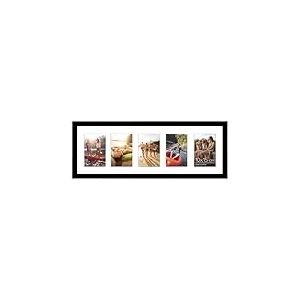 Americanflat Cadre Photo Collage Noir 20x60 cm - Affiche Cinq Photos 10x15 cm Horizontale ou Verticale. Verre Résistant aux Chocs - Matériel d'Accrochage Inclus