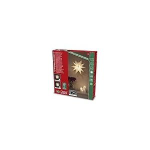 Konstsmide 5980-310FSC Étoile en Papier 3D Grise raccordement avec Interrupteur on/Off et variateur d'intensité 1 diode Chaud, 12 V, intérieur, 3,6 W, câble Blanc, PVC, Gris