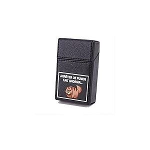 Etui Boite en Cuir Paquet De Cigarette Noir Humour Chat