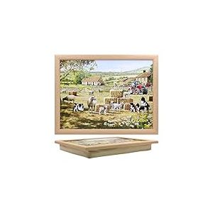 Lesser & Pavey Macneil Studios Plateau avec Coussin rembourré pour Boissons, Nourriture, Petit déjeuner et Ordinateur Portable Motif Collie & Sheep