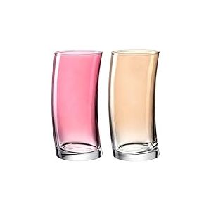 Leonardo Swing 70703 Lot de 12 verres à eau, lavables au lave-vaisselle, forme incurvée, rouge/beige, 350 ml