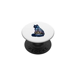 Jolie Silhouette de Chat Parisien Tour Eiffel fran&ccedil;ais europ&eacute;en PopSockets PopGrip Adh&eacute;sif