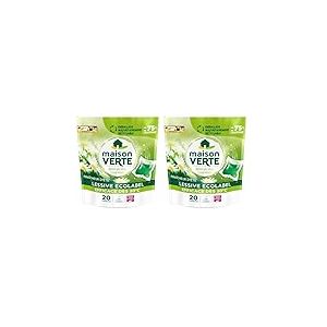 Maison Verte - Lessive Capsule - Parfum Fraîcheur d'Ete - Lessive Détachante - Spécial Peaux Sensibles - Efficace dès 20°C - 5 Enzymes Actives d'Origine Naturelle - Sans Conservateurs - 20 Lavages