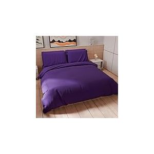 PETTI Artigiani Italiani - Housse de Couette 1 Place et demie, Housse de Couette et taies d'oreiller en Microfibre, Couleur Unie Violette, 100% fabriquée en Italie