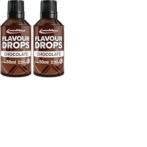 IronMaxx Flavour Drops &ndash; Chocolat 50ml | Ar&ocirc;me alimentaire liquide z&eacute;ro sucre & z&eacute;ro calorie | Ar&ocirc;mes v&eacute;g&eacute;taliens pour sucrer aliments, yaourt, caf&eacute; & desserts (Lot de 2)