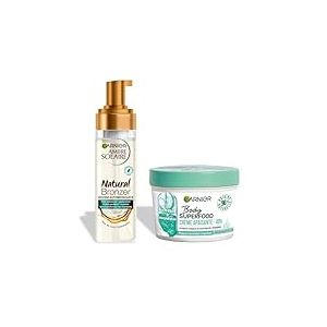 Garnier Skin Active - Lot De 3 Masques Tissu - Hydratation, Éclat & Anti-Fatigue - Glycérine, Menthol, Acide Hyaluronique & Vitamine C - Vegan & Cruelty Free - 2 Masques Visage & Patchs Yeux