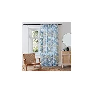 Fusion - Rideau Voilage Simple pour fen&ecirc;tres 140 x 182 cm - Rideau en Voile pour Chambre/Salon - Rideau Transparent Feuilles Tropicales/foug&egrave;res - Voilages int&eacute;rieurs - Collection Tropical