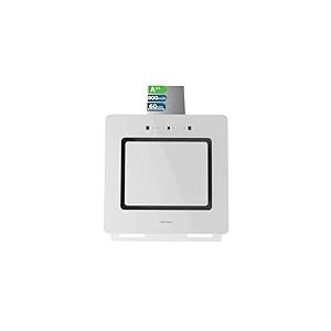 Cecotec Hotte Aspirante Inclinée Décorative 60cm Bolero Flux Dt 608002 Glass White A++. Finition Verre Blanc, Cheminée Inox, Aspiration 800M3/H, Moteur 210W, 3 Puissances, Filtre Charbon
